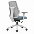 Ergonomic High-Back Mesh Office Chair, Gray-Blue Seat, Light Gray Frame, White Base, 26 x 26 x 45.3-49.2 in