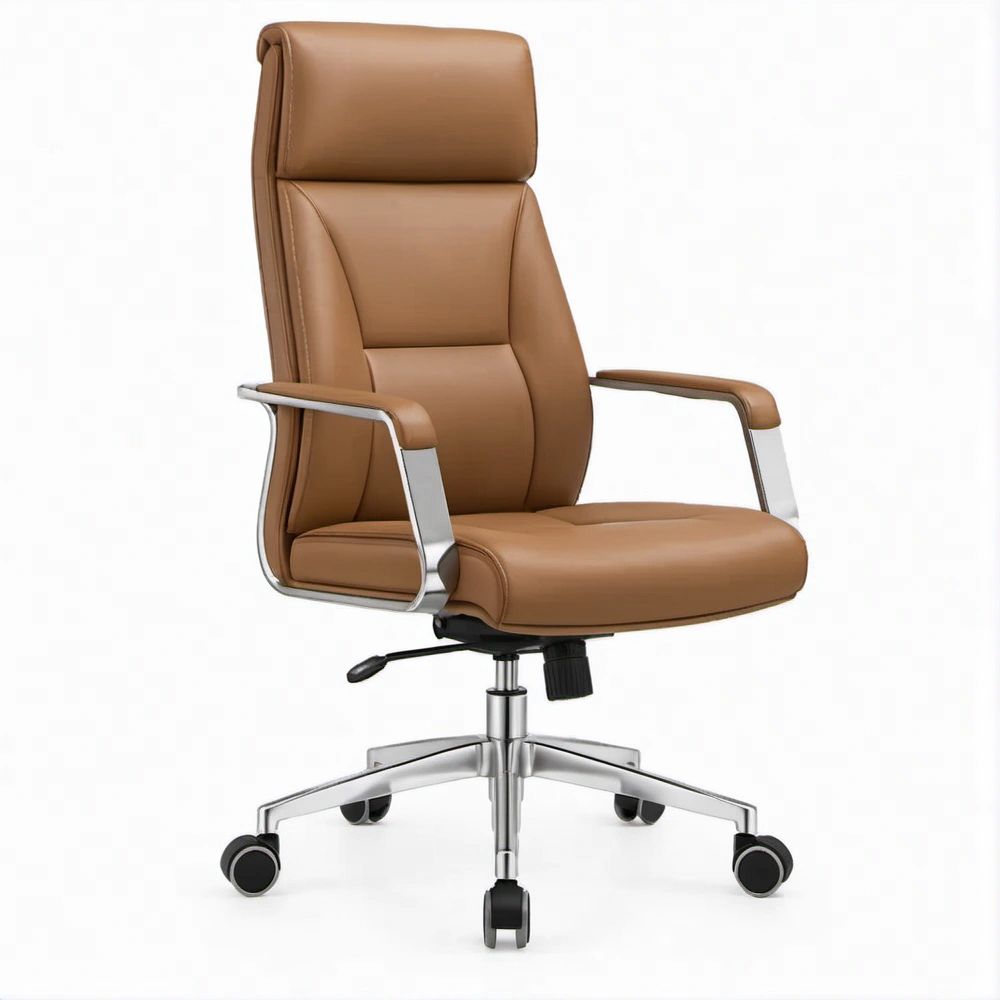 Brown High-Back Executive Swivel Chair, 26.8 x 29.5 x 45.3-49.2 in