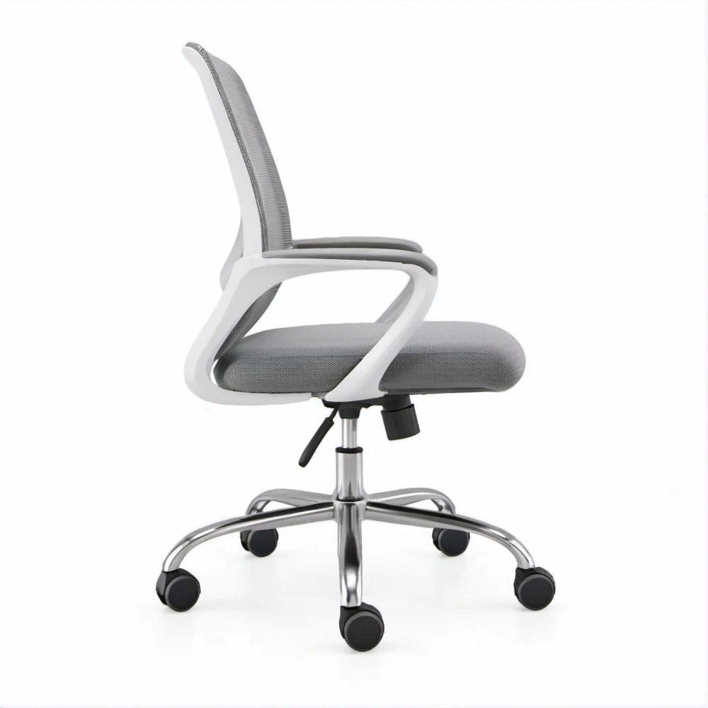 Ergonomic Gray and White Mesh Office Chair with Adjustable Height, 25.6 x 25.6 x 41.3-45.3 in