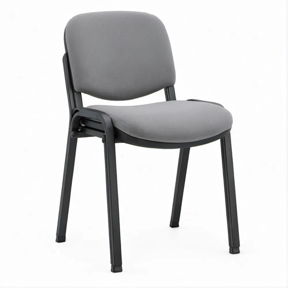Stackable Gray Upholstered Guest Chair with Black Steel Frame, 21 x 23 x 33.5 in
