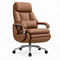 Brown PU Leather High-Back Executive Office Chair with Padded Armrests, 27.6 x 29.5 x 45.3-49.2 in