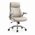 Beige PU Leather High-Back Executive Office Chair with Adjustable Height, 27.6 x 27.6 x 45.3-49.2 in