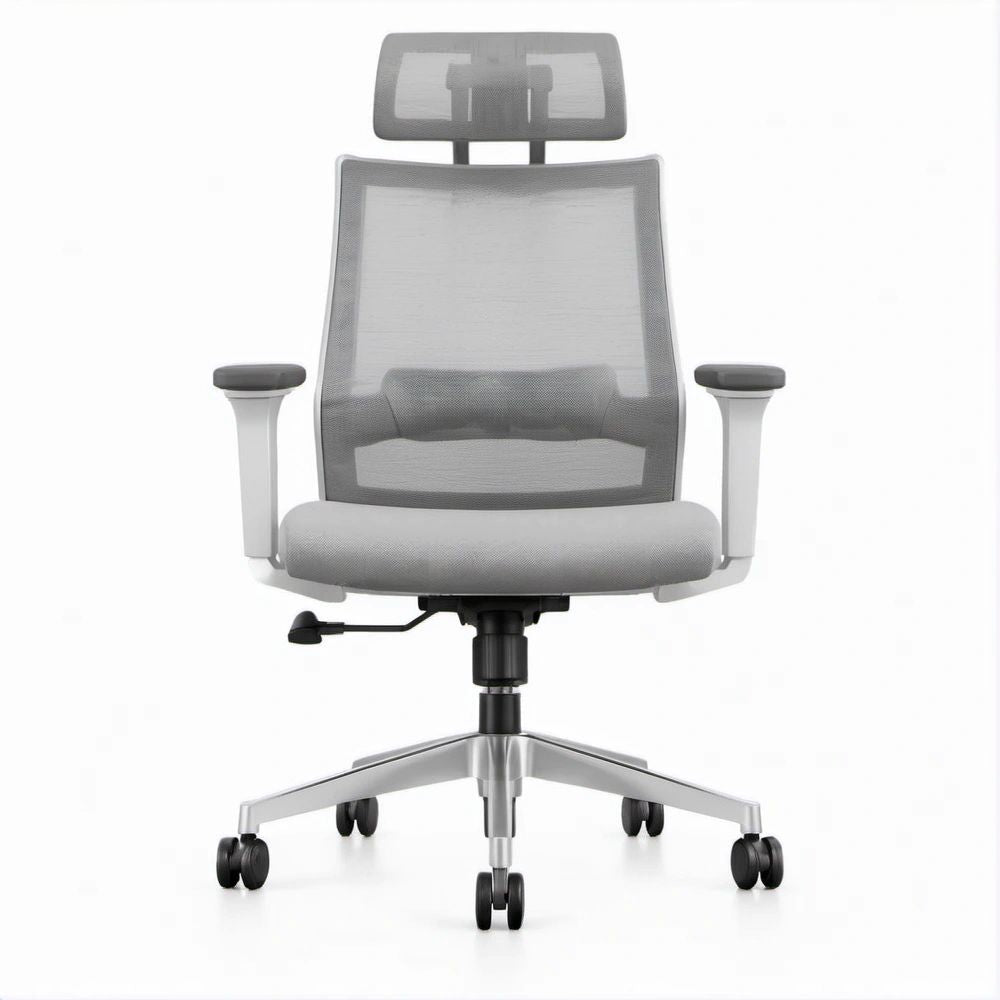 Gray Ergonomic Mesh Office Chair with Adjustable Headrest, 26.4 x 26.4 x 44.1-47.2 in