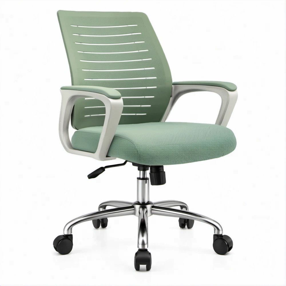 Ergonomic Mid-Back Swivel Office Chair, Green, 24.4 x 24 x 37.4-41.3 in