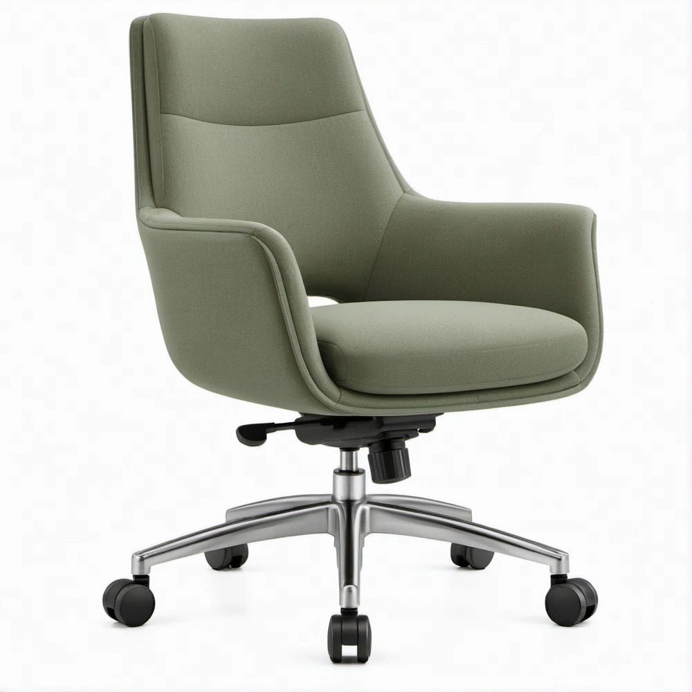 Green Upholstered Executive Office Chair with Arms, 25.6 x 26.4 x 40.6-44.5 in