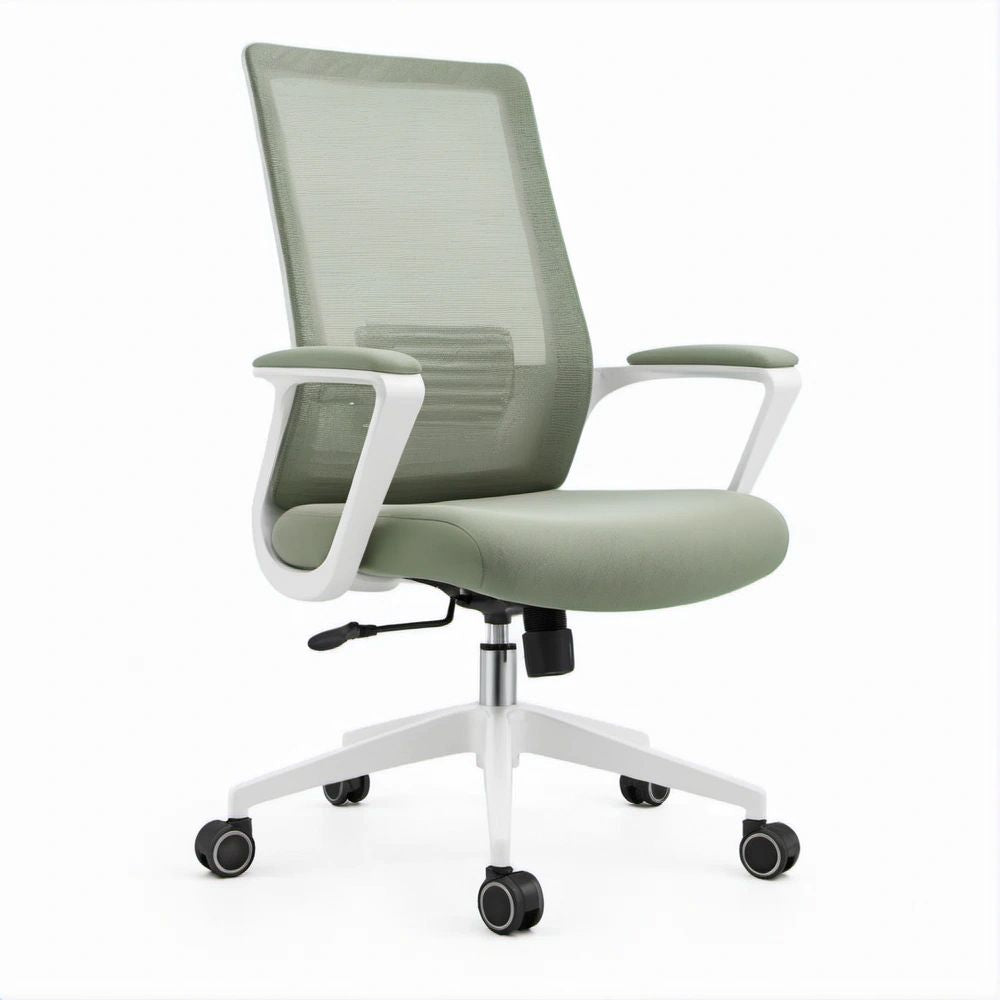 Ergonomic Mesh Office Chair with Padded Armrests, Sage Green/White, 24 x 24 x 37.8-41.7 in