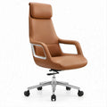 Brown PU Leather High-Back Executive Office Chair with Headrest, 25.6 x 25.6 x 47.2-51.2 in