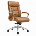 Brown PU Leather High-Back Executive Office Chair with Aluminum Base, 27.6 x 27.6 x 47.2-51.2 in