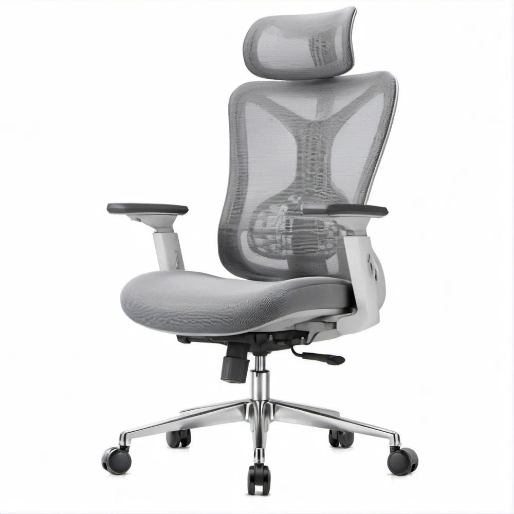 Gray Ergonomic High-Back Mesh Office Chair with Headrest, 27.6 x 27.6 x 46.5-50.4 in.