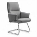 High-Back Gray PU Leather Guest Chair with Chrome Sled Base, 26.4 x 27.6 x 41.3 in