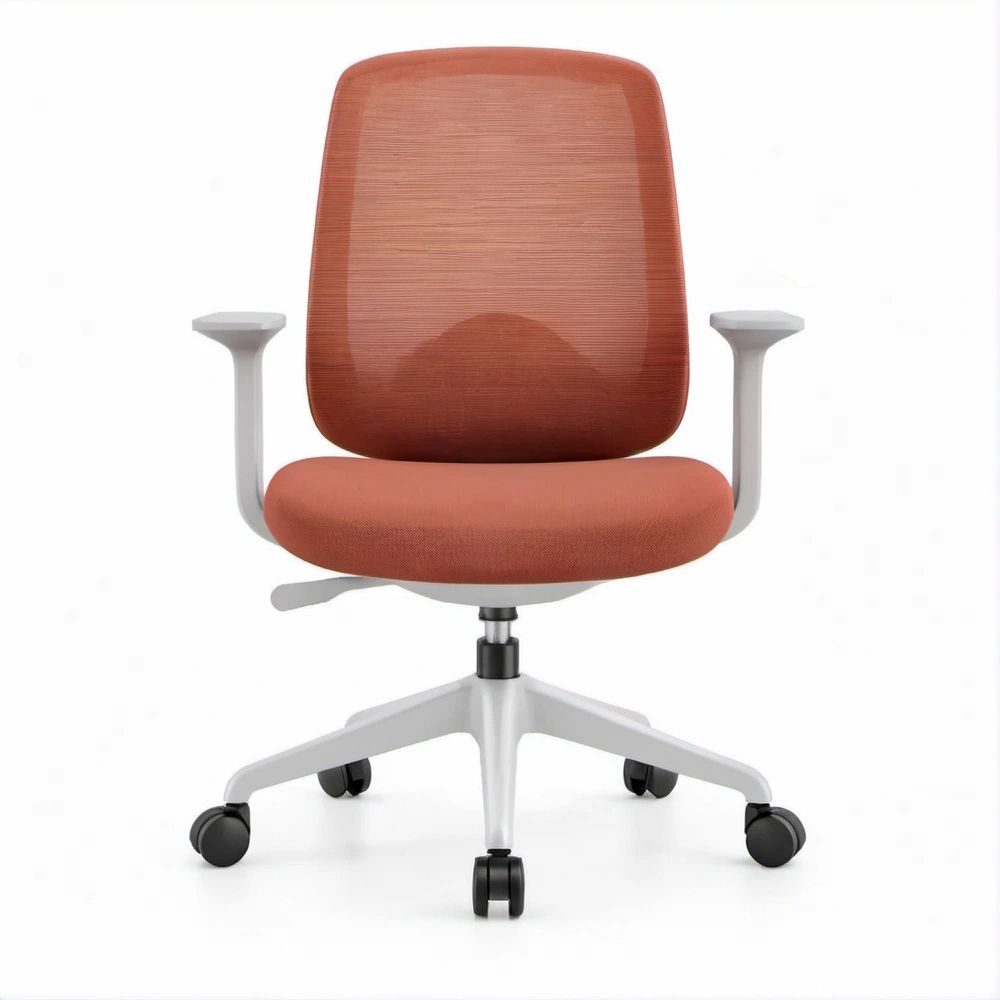 Ergonomic Orange Mesh Office Chair with Fixed Armrests, 25.6 x 25.6 x 38.2-42.1 in